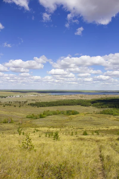 Endless steppes of northern Kazakhstan, front and back background blurred
