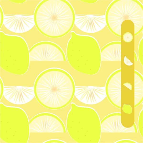 Seamless patterns of lemons. On a light brown background. Whole yellow fruit, round lobes and halves. For use in modern design in textile, paper, plastic production. Creative design of the room.