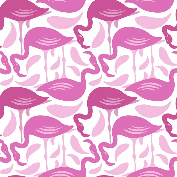 Kusursuz flamingo deseni. Açık pembe tüylü, beyaz arka planda pembe flamingolar. Kağıt, tekstil ve dijital ürünlerin kullanımı için. Yaratıcı tasarım.
