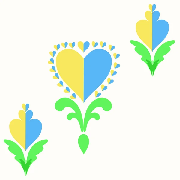   Ukrayna 'nın çiçekleri. Kalp mavi ve sarı. Vatansever kalp. Kağıt ürünlerinin kullanımı için, plastik, dijital modern tekstil ve iç mekanlar için.