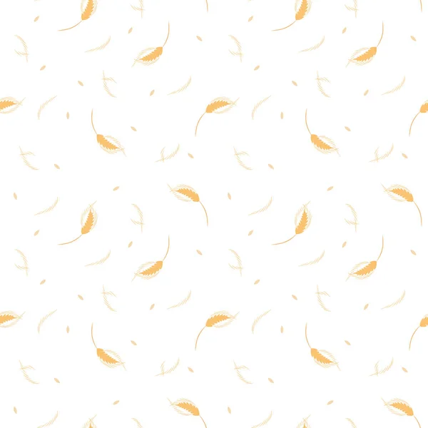 Wheat Ear Seamless Pattern Transparent Background Yellow Brown Ear Grain — Image vectorielle