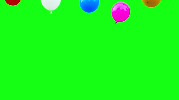 Caen globos de colores. En clave de croma — Vídeo de stock