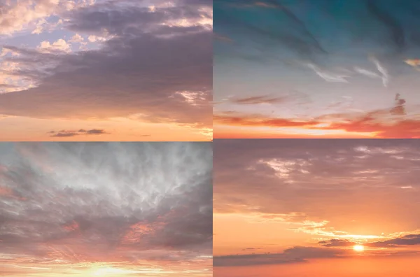 Collection Sky Backgrounds Set Includes Daytime Sky Beautiful Clouds Sunset — Stock Photo, Image