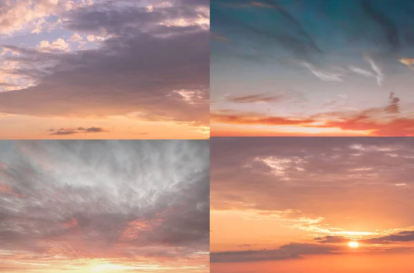 Collection Sky Backgrounds Set Includes Daytime Sky Beautiful Clouds Sunset Stock Picture