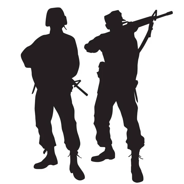 Soldier Standing Weapon Silhouette Vector Design — Wektor stockowy
