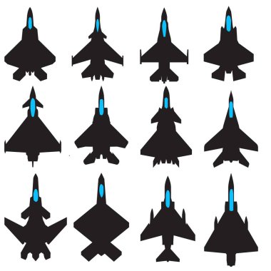 modern jet fighter icon collection set vector design