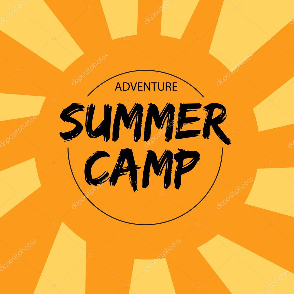 Summer camp logo with sunrise background