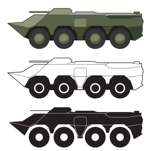 Armored Personnel Carrier Sdie Veiw Vector Design — Stock Vector