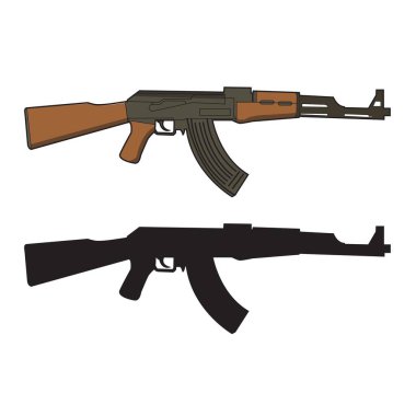 ak47 hafif makineli tüfek illüstrasyon vektör tasarımı