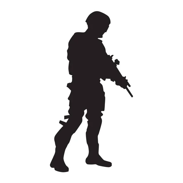 Tactical Soldier Silhouette Vector Design — Stock Vector