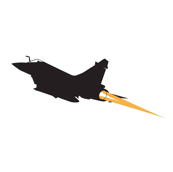 Jet Fighter Silueta Zadní Pohled Vektor Design — Stockový vektor