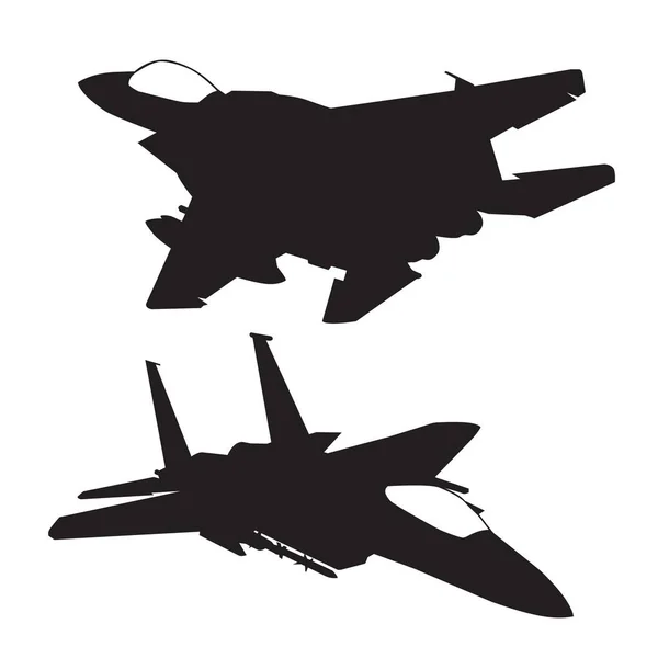 F15 Orel Jet Fighter Silueta Kolekce Vektor Design — Stockový vektor