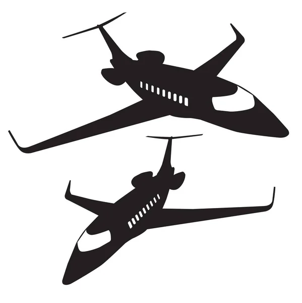 Приватний Реактивний Літак Транспортування Силует Колекції Векторний Дизайн — стоковий вектор