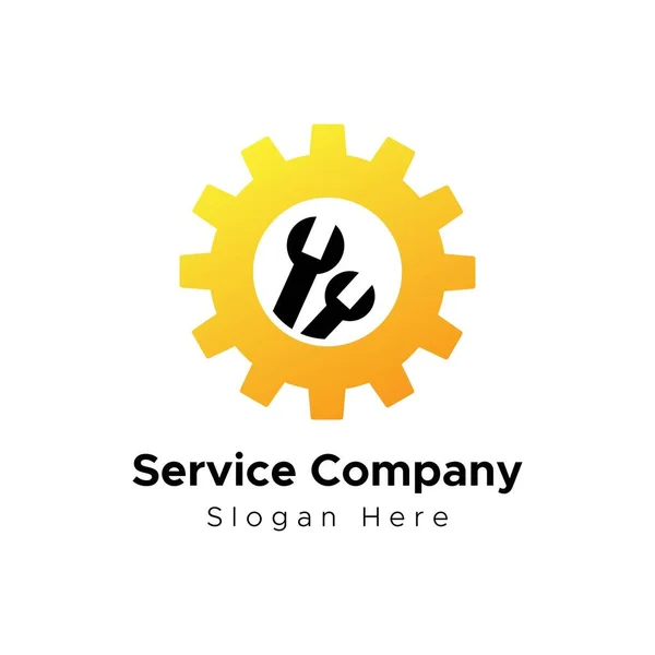 Tandwiel Moersleutel Logo Voor Service Bedrijf Vector Ontwerp — Stockvector