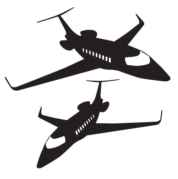 Prive Jet Vliegtuig Vervoer Silhouet Collectie Vector Ontwerp Rechtenvrije Stockvectors