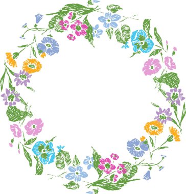 Çeşitli narin çiçeklerin çiçek çelenklerinin vektör görüntüsü