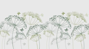 Siluetlerden, şemsiyelerden, çiçeklerden ve uçan yusufçuklardan kusursuz sınır