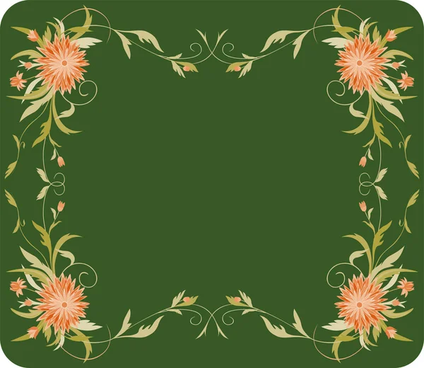 Διακοσμητική Vector Πράσινη Ευχετήρια Κάρτα Floral Περίγραμμα Από Φανταστικά Λουλούδια — Διανυσματικό Αρχείο