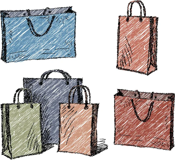 Desenhos Doodle Vetorial Vários Pacotes Coloridos Para Compras — Vetor de Stock