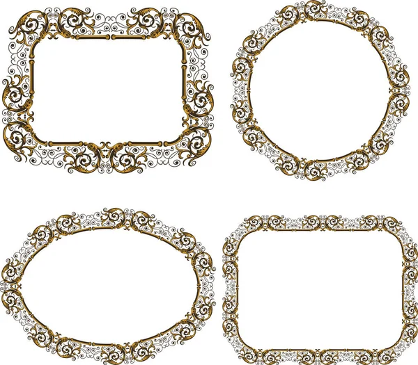 Set Decorative Vintage Frames Baroque Style — Stock Vector