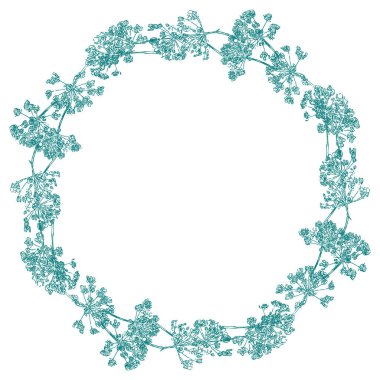 Decorative wreath of sketches silhouettes umbrella flowers