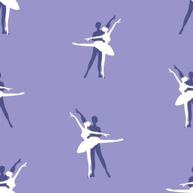 Seamless pattern of silhouettes couple classical ballet dancers