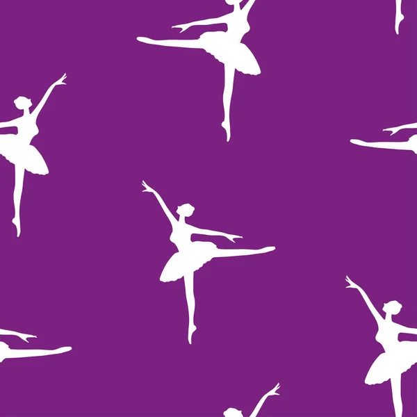 Seamless Vector Pattern Silhouettes Graceful Dancing Ballerinas — Vettoriale Stock