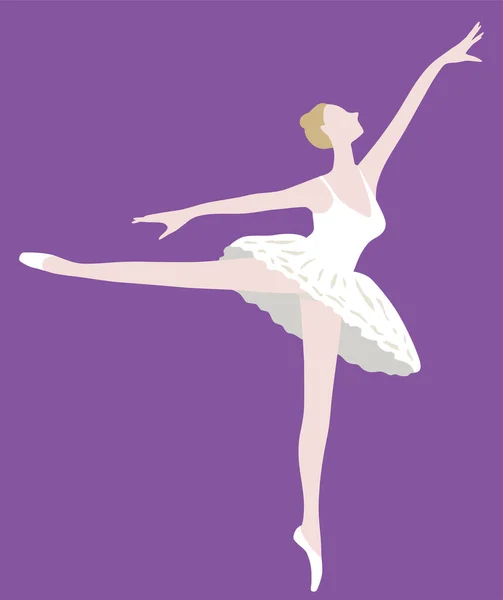 Vector Drawing Silhouette Graceful Dancing Ballerina — 스톡 벡터