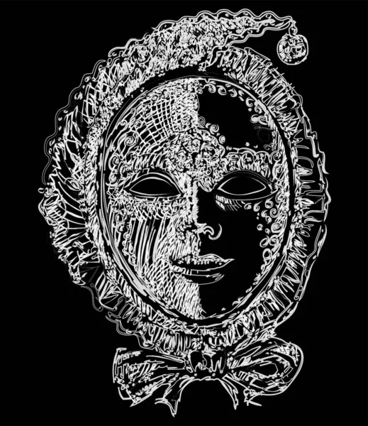 Векторний Контур Пензля Малюнок Вигаданої Абстрактної Жіночої Венеціанської Маски — стоковий вектор