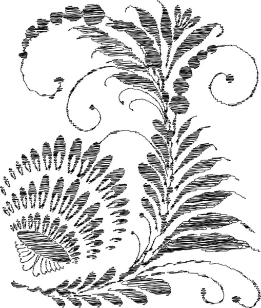 Vector Doodle Σχέδιο Φαντασιακού Διακοσμητικού Λουλουδιού Φύλλα Και Βλαστούς — Διανυσματικό Αρχείο