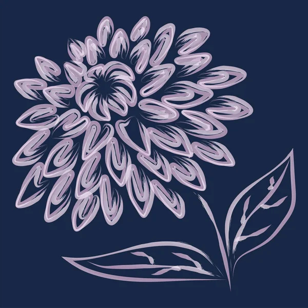 Umriss Abstrakten Aquarell Pinsel Zeichnung Der Dekorativen Chrysanthemenblume — Stockvektor