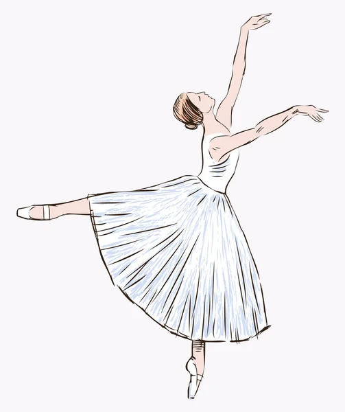 Esquisse Une Gracieuse Ballerine Dansant Ballet Classique — Image vectorielle