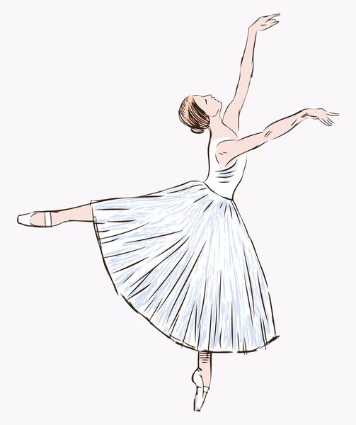Szkic Wdzięcznej Baleriny Tańczącej Klasyczny Balet — Wektor stockowy