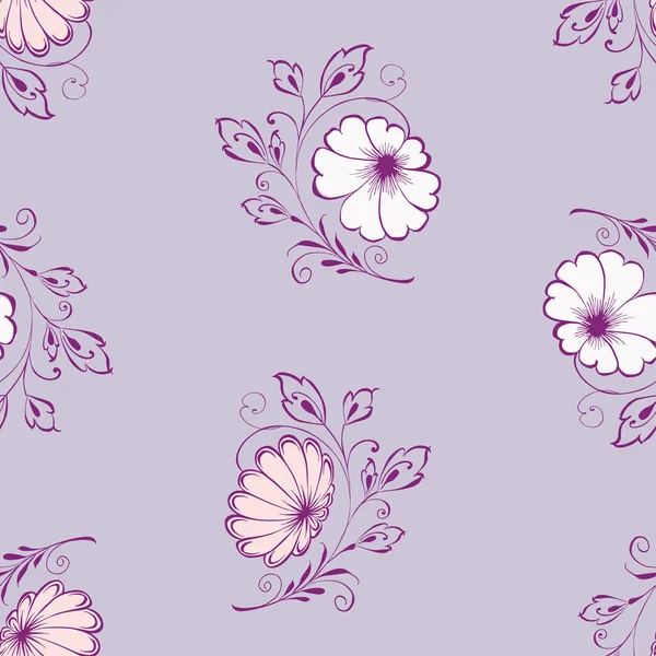 Seamless Floral Pattern Outlines Decorative Delicate Flowers — Stock Vector