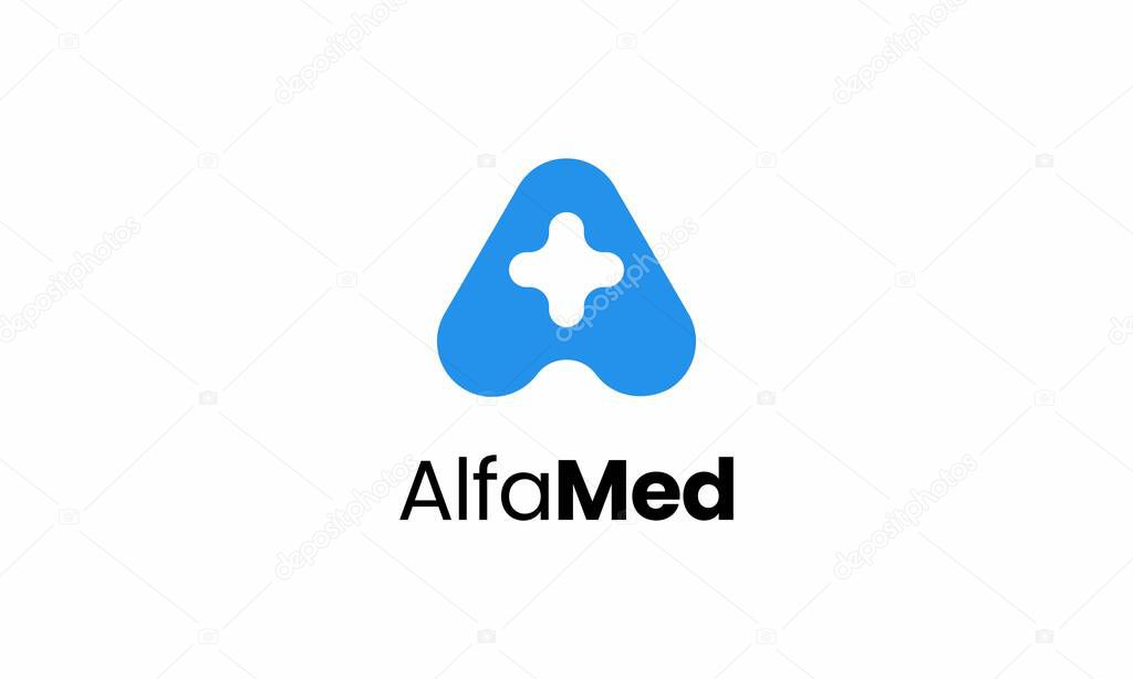 A Letter with cross symbol for medical logo