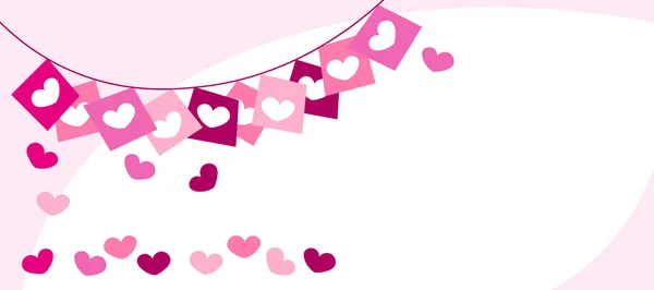 Pink Background Hearts Love Suitable Postcard Banner Poster Vector Graphics — Vetor de Stock