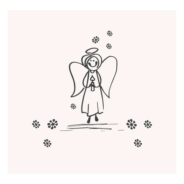 Vector Illustration Angel Snowflakes Christmas Suitable Postcard Poster Print — Stock Vector