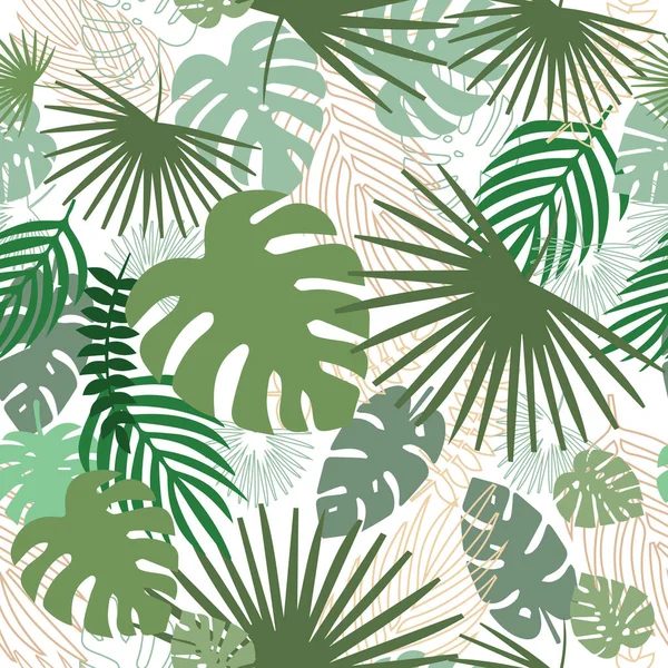 Motif Avec Feuillage Tropical Sur Fond Clair Graphiques Vectoriels — Image vectorielle