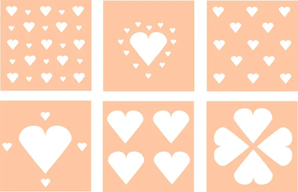 Набор Белого Сердца Любовь Розовый Пастельный Фон Вектор Шаблона — стоковый вектор