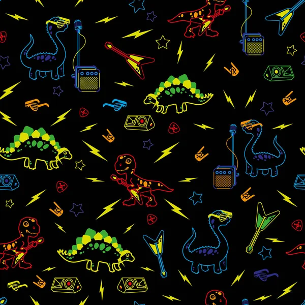 Renkli çizgili Dino Rock and Roll Rawwwr