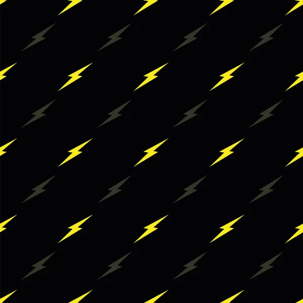 Vector Yellow Electric Yıldırımları, Siyah arka planda kusursuz desen. Kumaş, hatıra defteri ve duvar kağıdı projeleri için mükemmel.