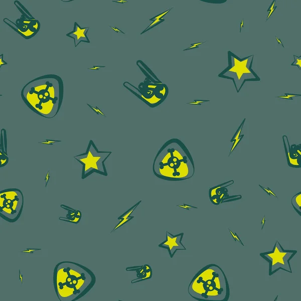 Векторный Рок Ролл Темно Зеленом Сером Фоне Идеально Подходит Тканей — стоковый вектор