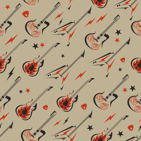 Vector Rock and Roll gitarları, kahverengi gri arka plana köşegen yerleştirilmiş. Kumaş, hatıra defteri ve duvar kağıdı projeleri için mükemmel.