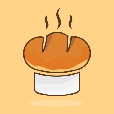 Renkli sıcak ekmeğin, aşçı şapkası ve düz tasarım stili ve gölgesi karışımı, logo, marka, ikon, element, fırın ya da yenileme işi için iyidir.