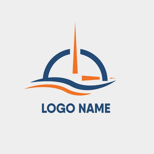 Logo Combine Compass Water Flow Simple Clean Flat Minimalist Logo — Stock Vector