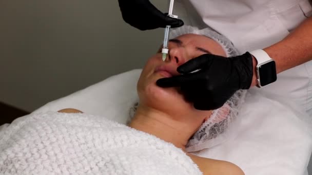 Lip Augmentation Volume Fillers Cosmetic Salon Top View — Video Stock