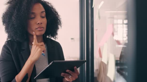 Forretningskvinde har en brainstorming session – Stock-video
