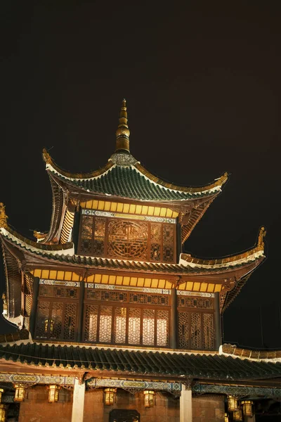 Chinese Temple Night Translation Text Picture Jiaxiu Tower — Stockfoto