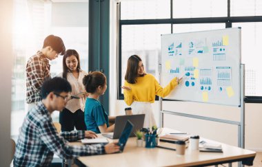 Bir grup genç yaratıcı Asyalı beyin fırtınası yapıyor. Yönetim kurulu odasında iş arkadaşlarıyla buluşup projeyi tartışıyorlar. Beyaz tahtada duran kadın sunum yapıyor