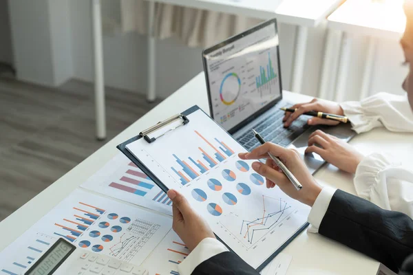 Business people are meeting for analysis data figures to plan business strategies. Business discussing concept — Stock Photo, Image